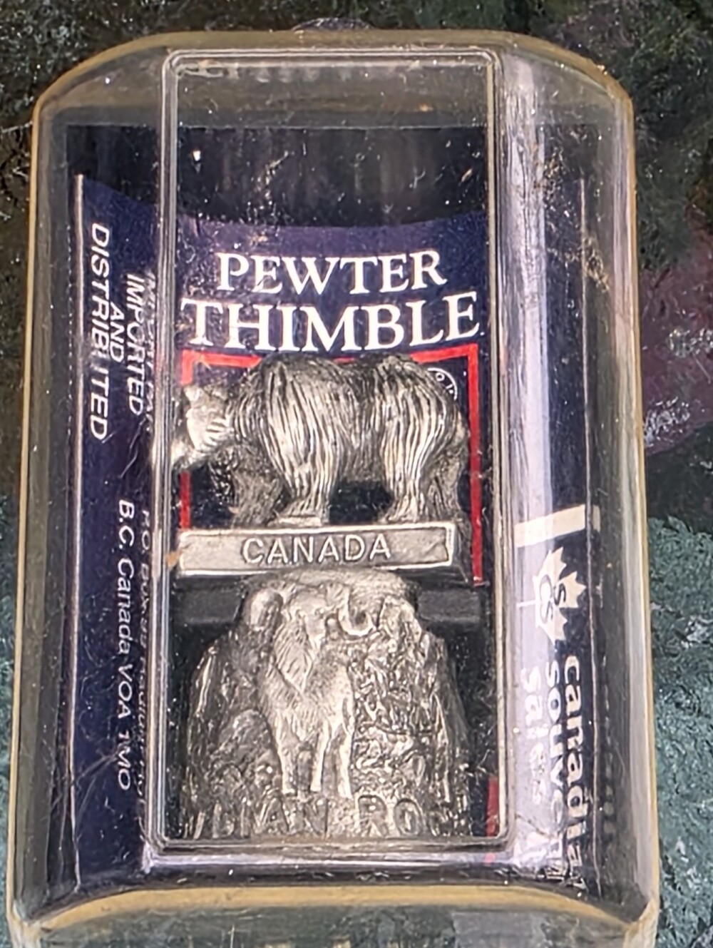 Vintage Pewter Ram And Grizzly Bear Thimble